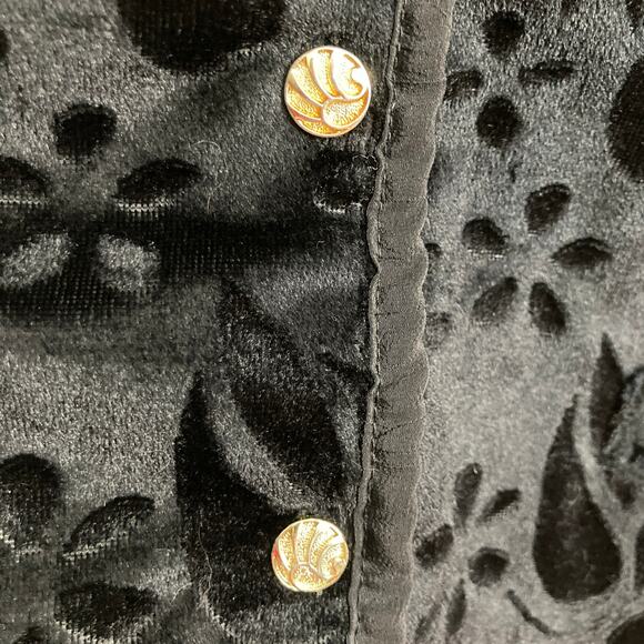 Kam Tak Womens M Black Velvet Burnout Vest Whimsigoth Witchy Gothic Retro Vamp - Picture 6 of 7